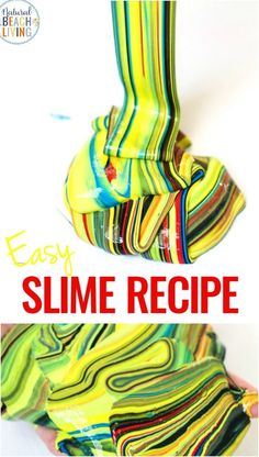 an easy slime recipe for kids to make and use with the help of their own hands