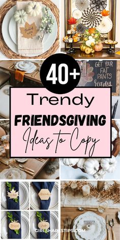 a collage of photos with the words trendy thanksgiving decorating ideas to copy