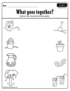 a worksheet for children to learn what goes together