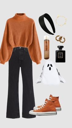 Black Jeans Outfit, Orange Outfit, Casual Outfit Inspiration, Outfits With Converse, Fashion Attire, Simple Trendy Outfits, Closet Fashion, Cute Simple Outfits, Really Cute Outfits