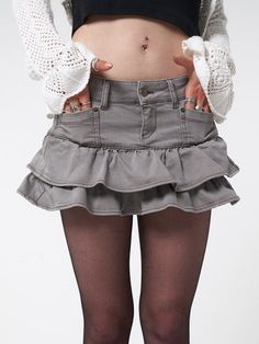 Minga London, Y2k Mini Skirt, Rok Mini, Mini Denim Skirt, Skirt Y2k, Grey Denim, Denim Mini