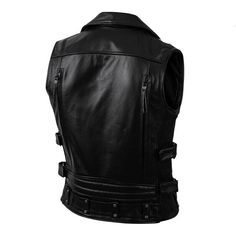 Punk Sleeveless Outerwear For Streetwear, Punk Style Vest Outerwear For Fall, Sleeveless Leather Jacket For Biker Events, Punk Sleeveless Outerwear For Fall, Fitted Sleeveless Biker Jacket For Biker Events, Black Sleeveless Biker Outerwear, Casual Sleeveless Outerwear For Biker Events, Fitted Sleeveless Biker Jacket For Events, Biker Style Vest Outerwear For Biker Events