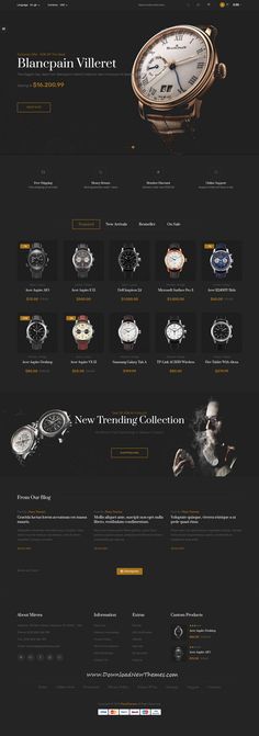 an image of a website page with watches on the front and back pages, as well as