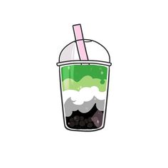 a drink with green and white liquid in it, on a white background is the image of an ice cream floater