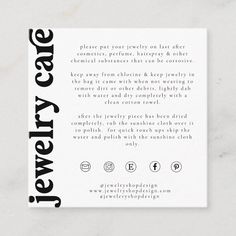 Jewelry Care Card, Order Insert, Small Business 100 cards Size: 2.5" x 2.5". Color: Matte. Gender: unisex. Age Group: adult. Small Business Thank You Inserts, Care Card Jewelry, Jewelry Care Cards, Thank You Cards Jewelry Business, Small Business Insert Cards, Gift Card Jewelry, Care Card For Jewelry, Jewellery Care Tips Card, Jewelry Business Cards Ideas