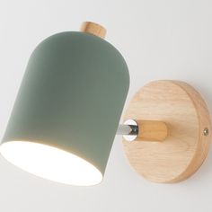 MIRODEMI® Nordic Wooden 6 Color Macaroon Steering Head Wall Sconce Green Wooden Wall Lights, Bedside Lamp Modern, Wood Light Fixture, Bedside Wall Lamp, Nordic Modern, Led Wall Lamp, Wood Light, Wall Light Fixtures, Metal Lighting