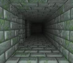 an image of a dark tunnel with green tiles on the floor and walls in it