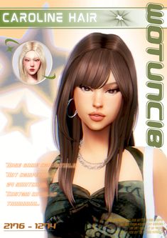 an image of a woman with long hair and earrings on her head, in front of a star background