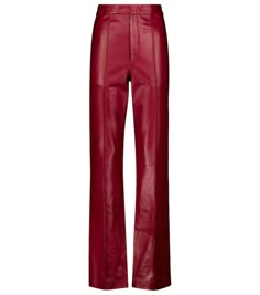 In a pleasing shade of raspberry-red, Isabel Marant's Bilirokia pants are made from lamb leather. A high-rise design, they have a pleated straight leg. | Isabel Marant Bilirokia high-rise leather pants Leather Pants Outfit 2023, Red Leather Pants Outfit, Wyatt Flores, Leather Top Outfit, Red Leather Trousers, Leather Pants Outfit Night, Butterfly Stomach, Seventeen Concert, Descendants Dr