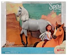 a toy horse with a girl on it's back in a plastic packaging box