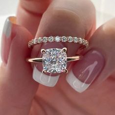 Solitaire Ring Sets/ 2.00 CT Cushion Cut Colorless Moissanite Engagement Ring/ Cushion Cut Wedding Ring Sets/ Cushion Cut 14K Rose Gold Ring 💎 𝐒𝐓𝐎𝐍𝐄 𝐈𝐍𝐅𝐎𝐑𝐌𝐀𝐓𝐈𝐎𝐍: ✪ Center Stone Type: Moissanite or Simulated Diamond ✪ Center Stone Shape: Cushion Cut  ✪ Center Stone Weight: 2.00 CT (App. 7 mm.) ✪ Band Stone Type: Moissanite or Simulated Diamond ✪ Band Stone Shape: Round Cut ✪ Color: D/E (Colorless) ✪ Clarity: IF (Internally Flawless) ✪ Cut Grade: Excellent ● 𝐌𝐄𝐓𝐀𝐋 𝐃𝐄𝐓𝐀𝐈? Cushion Cut Wedding Ring, Moissanite Engagement Ring Cushion, Engagement Ring Cushion Cut, Cushion Cut Wedding Rings, Engagement Ring Cushion, Moissanite Engagement Ring Cushion Cut, Solitaire Ring Set, Engagement Rings Cushion, Ring Cushion