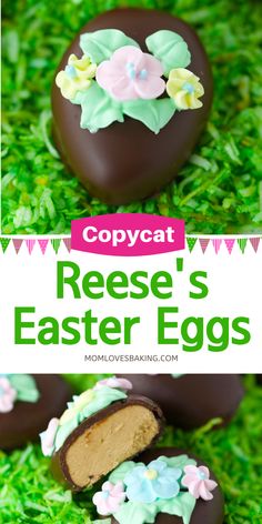 Homemade chocolate covered peanut butter Easter eggs recipe with royal icing flowers on top. Easter Egg Peanut Butter Cups, Diy Peanut Butter Easter Eggs, Reese Eggs Homemade, Peanut Butter Eggs With Cream Cheese, Reese’s Peanut Butter Eggs, Homemade Reese’s Eggs, Diy Reeses Eggs, Easter Homemade Treats