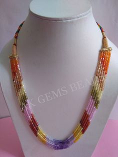 PRODUCT DETAILS: 5 Strands AAA Multi Cubic Zirconia Faceted Rondelle Semi Precious Beaded Gemstone Jewelry Necklace For Woman Stone Name :- Cubic Zirconia ( Blue, Yellow, Red, Pink, Green, Brown ) Bead Size :- 3mm Length :- 13 to 15 Inches Bead Shape :- Rondelle Bead Type :- Faceted Quality :- AAA (Excellent) Treatment :- Natural 2. NECKLACE LENGTHS :- 1st Strands :- 13 Inches 2nd Strands :- 13.5 Inches 3rd Strands :- 14 Inches 4th Strands :- 14.5 inches 5th Strands :- 15 inches More Fine Shop G Indian Things, Collar Rosa, Wholesale Necklaces, Gemstone Beads Wholesale, Zircon Necklace, Zirconia Necklace, Gemstone Beads Jewelry, Nature Necklace, Zircon Jewelry