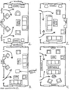 floor plans for the living room and bedroom