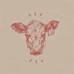 a drawing of a cow's head with a camera in its ear