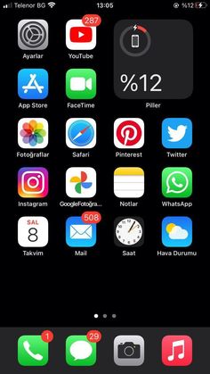 an iphone with various icons on the screen