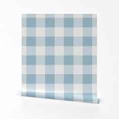 a blue and white checkered table cloth