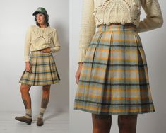 Era: 1960's/70's Tag: Sportempos -Classic plaid wool. -Zipper and closure at back. -Unlined. Length: 21.5" Waist: 12.5" Hip: 26" Fabric: wool In excellent condition- bottom hem has been let down by former owner - can be sewn back if wished. ● Model is 5'7" / bust: 34" / waist: 25" / hips: 38" Womens Skirts, Let Down, Plaid Skirt, Plaid Skirts, Wool Plaid, Tartan Plaid, Tartan, 1960s, Art Collection