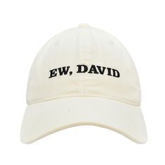 PRICES MAY VARY. SCHITT'S CREEK BASEBALL HAT: Stylish cotton baseball cap with embroidered Schitt's Creek Ew, David logo ONE SIZE FITS ALL: Dad cap features a an adjustable buckle closure to allow for easy resizing for a comfortable fit on heads of all shapes and sizes LIGHTWEIGHT AND DURABLE: Adjustable hat is composed of a lightweight and durable cotton fabric, and features a curved brim to keep the Sun's UV rays out of your eyes OFFICIALLY LICENSED: This soft cap is an officially licensed Sch Ew David, Schitt's Creek, Schitts Creek, Dad Cap, Dad Caps, Baseball Hat, Dad Hat, Ball Cap, Baseball Caps