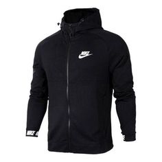 Nike Athleisure Casual Sports Logo Printing Hooded Jacket Black 861743-010 (Men's) Technical Track Jacket With Drawstring Hood, Urban Style Track Jacket For Sports, Technical Hooded Activewear For Streetwear, Moisture-wicking Sportswear Outerwear For Winter, Sporty Breathable Hooded Outerwear, Casual Breathable Track Jacket For Light Sports, Breathable Casual Track Jacket For Light Sports, Winter Sportswear Outerwear With Moisture-wicking, Breathable Sportswear Outerwear