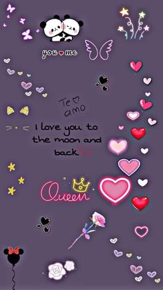 mickey and minnie mouse wallpaper with the words i love you to the moon and back