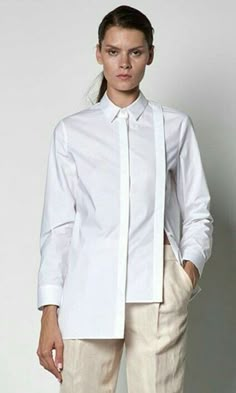 Detail Couture, Mode Kimono, Fashion Tops Blouse, Shirt Refashion, 가을 패션, White Shirts, Mode Inspiration, Shirt Pattern, Sewing Clothes