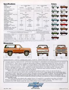 an advertisement for the chevrolet trucks with different colors and sizes on it's side