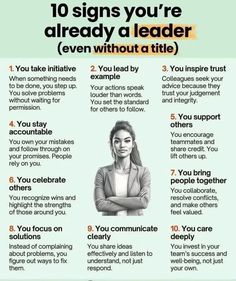 a poster with the words 10 signs you're already a leader