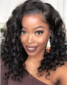 Short Wigs For Black Women, 360 Frontal Wig, Men's Curly Hairstyles, Indian Remy Human Hair, Short Wavy Bob, Wavy Bob, Short Hair Wigs, Black Curly Hair, 360 Lace Wig