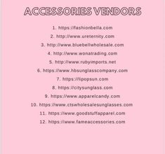 a pink poster with the words accessories vendors