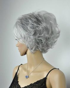 Hot Sell New Fashion Silver Gray Short Curly Women Lady Hair Wig Wigs + Wig Cap | eBay Short Gray Hair, Short Wigs For Women, Curly Women, Haircut 2022, Curly Pixie Hairstyles, Gray Hair Color, Grey Curly Hair, Lady Hair, 2023 Hair