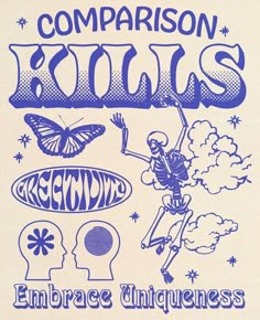 a poster with an image of a skeleton flying through the air and words reading comparison kolluss