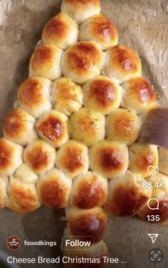 the bread is shaped like a christmas tree