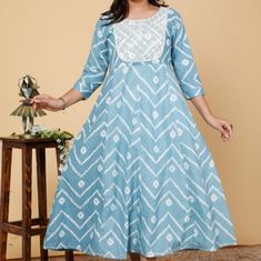 Brand New. Bollywood Indian Pakistani Kurthi Anarkali Gown. Fabric Cotton Great Quality. Size M (Pit To Pit 38") L (Pit To Pit 40") Xl (Pit To Pit 42") Xxl (Pit To Pit 44") Cotton Anarkali Dress With Self Design, Anarkali Gown, Anarkali, Fabric Cotton, Color Blue, Womens Dresses, Brand New, Women Shopping, Fabric