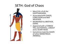 an egyptian god with the words seth god of chaos