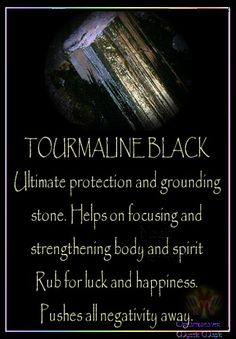 TOURMALINE BLACK Ultimate protection and grounding stone. Helps on focusing and strengthening body and spirit Rub for luck and happiness. Pushes all negativity away. Black Tourmaline Aesthetic, Tourmaline Aesthetic, Spiritual Healing