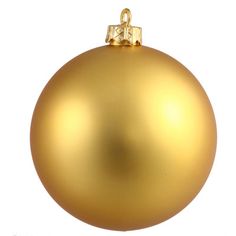 a golden christmas ball ornament on a white background