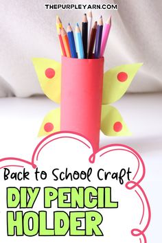 the back to school craft diy pencil holder is made out of paper and colored pencils