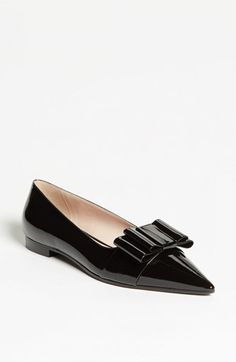 Miu Miu Bow Flat available at #Nordstrom Nordstrom Boots, Black Pointed Toe Flats, Miu Miu Handbags, Shoe Gallery, Miu Miu Shoes, Girls Shoes Kids, Bow Flats, Classic Shoes