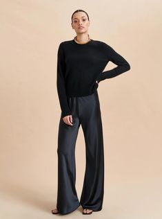 Colby Pant – La Ligne Chic Formal Bottoms With Bias Cut, Chic Bias Cut Formal Bottoms, Sleek Fall Pants With Straight Hem, Elegant Fall Bottoms With Minimal Stretch, Elegant Bottoms With Minimal Stretch For Fall, Chic Cashmere Pants For Work, Chic Cashmere Workwear Pants, Elegant Pants With Minimal Stretch For Fall, Elegant Fall Loungewear Pants