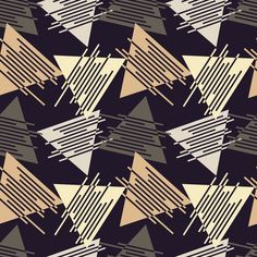 an abstract pattern with triangles and lines on a black background, suitable for wallpaper or fabric