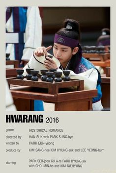 an advertisement with a woman playing chess in front of other people and text that reads, hwarang 2016