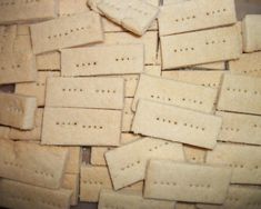 a pile of crackers sitting on top of a table