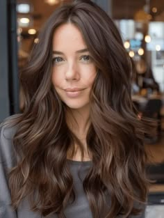 37 Chocolate Brown Hair Color Ideas Chocolate Brown Honey Balayage, One Color Brown Hair Brunettes, Brown Hair Colors For Olive Skin, One Color Brunette Hair, Brunette Hair For Cool Skin Tones, Rich Medium Brown Hair, All Over Brown Hair, Brown Hair Without Red Tones, Warm Vs Cool Brown Hair