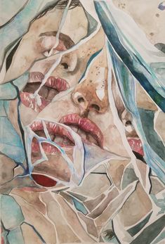 a watercolor painting of a woman's face