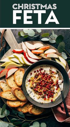 christmas feta with apples and crackers on the side