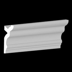 an image of a white crown moulder on a black background with the corner cut out