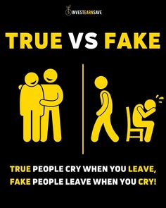 a poster with the words true versus fake and an image of two people sitting at a table