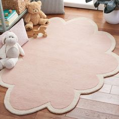 SAFAVIEH Kids Collection SFK913P Handmade Pink/Ivory Rug Image 1 Boho Rainbow Rug, Nursery Rug On Carpet, Girl Nursery Rug, Round Nursery Rug, Girl Room Rug, Pink Nursery Rug, Children's Rugs, Bee Rug, Girls Rugs