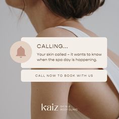 Feeling the call? Your skin's craving a spa day! ✨  Is your skin feeling dull, dry, or worse for wear? Don't wait for it to throw a tantrum!  We can help you achieve that post-spa glow with personalized treatments and expert advice.  Book a consultation today and let's get your skin back on track!  #SpaDayCalling #SkincareGoals #TreatYourself #Kaiz #ConsultationTime #GlowingSkin #LetsTalkSkin Med Spa Instagram Post, Med Spa Content, Medical Spa Social Media, Spa Massage Social Media Post, Dermaplaning Benefits Post, Style Korea, Back On Track, Social Media Design Graphics, Instagram Business